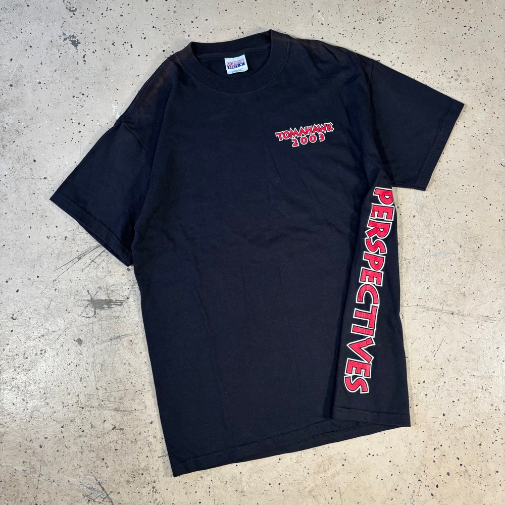 vintage y2k tomahawk perspectives tour staff t-shirt hanes beefy size medium